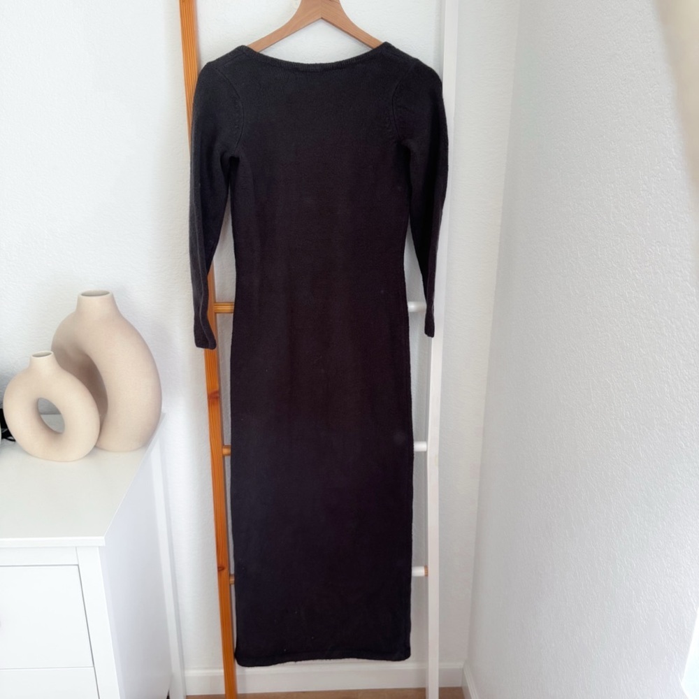 AYR Organic Cotton Long Midi Sweater Dress Dark Gray - Picture 2 of 11